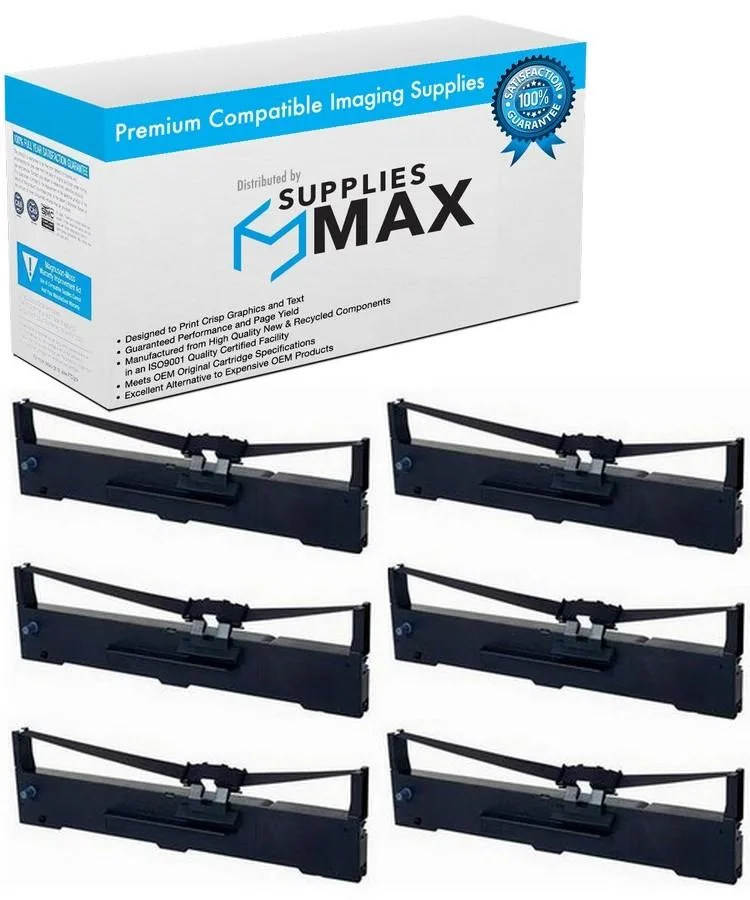 SuppliesMax SuppliesMax Epson S015337 Black Printer Ribbons 6/PK — product photo