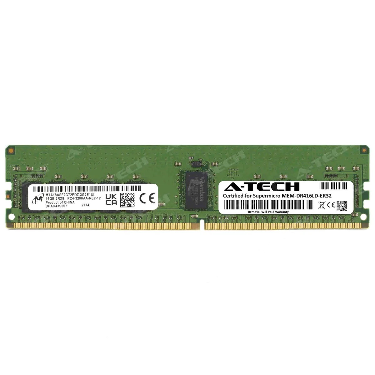 A-Tech A-Tech Supermicro Certified 16GB DDR4 3200MHz 2Rx8 ECC RDIMM server RAM — product photo