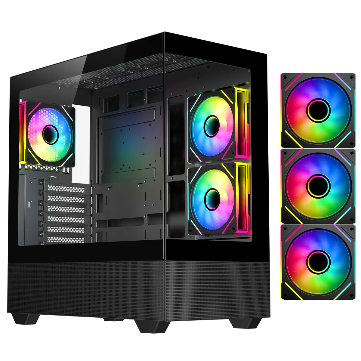 DIYPC DIYPC ARGB-N5-BK Black ATX PC Case with Tempered Glass — product photo
