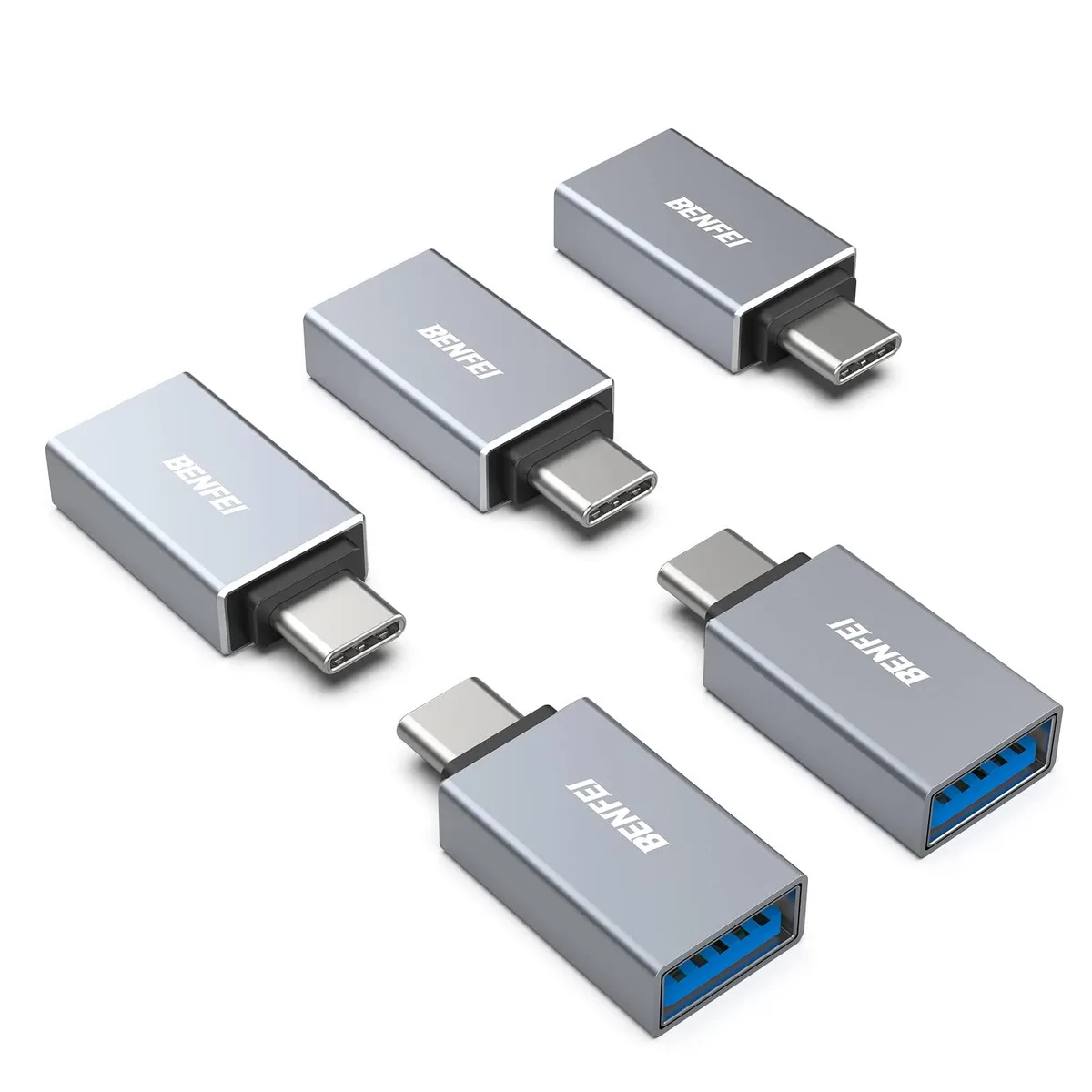 BENFEI 000191grey-5p USB-C to USB 3.0 adapter 5-pack grey — product photo