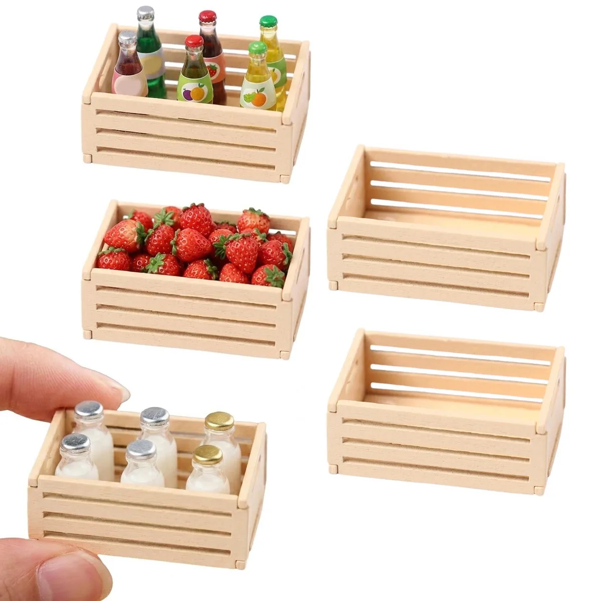 Mini Wooden Crates Toy Storage 5pcs 1.49x1.02x0.59in — product photo