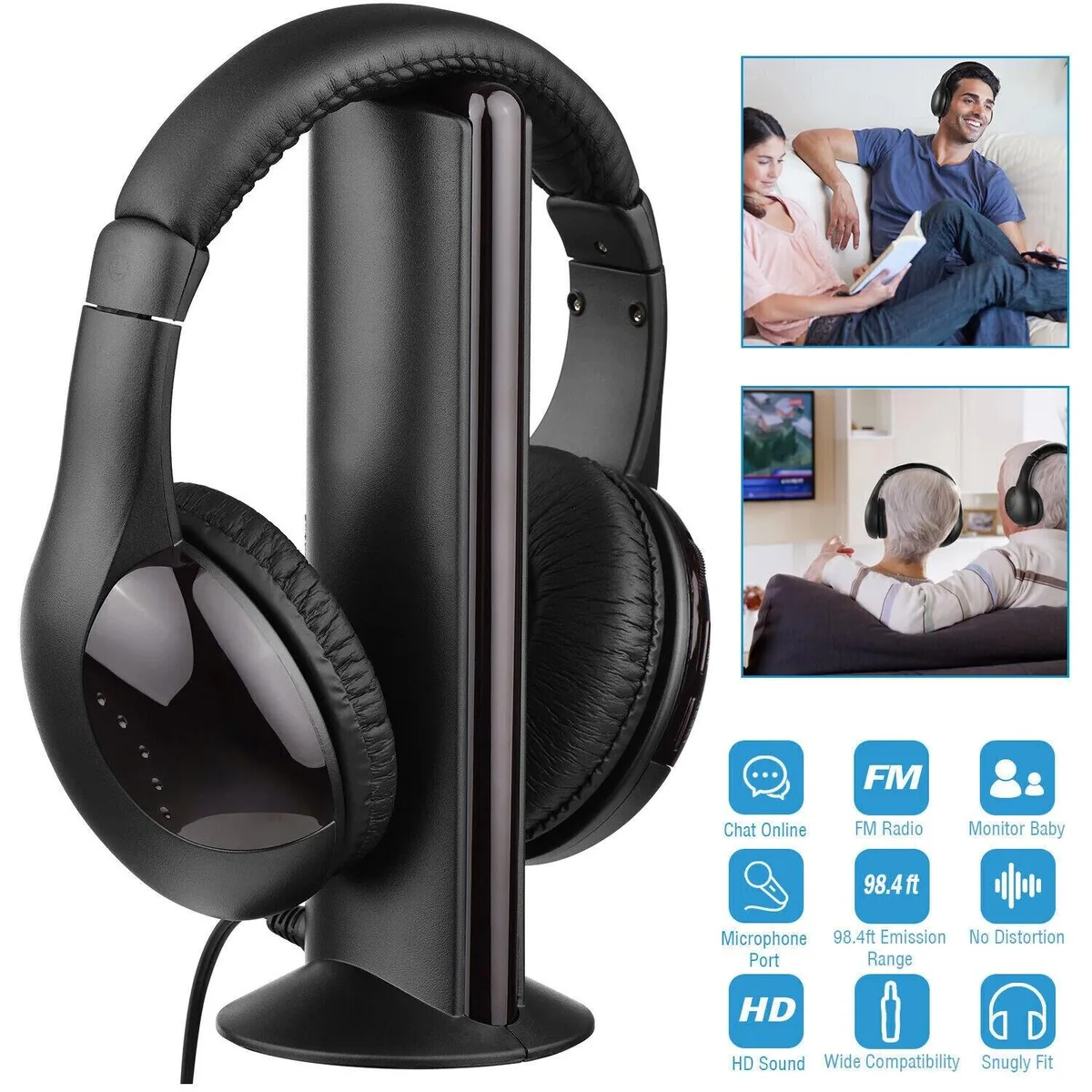 RAYBESTOS UNBRANDED RAYBESTOS UNBRANDED 5-in-1 Wireless Headset Black M6V8 — product photo