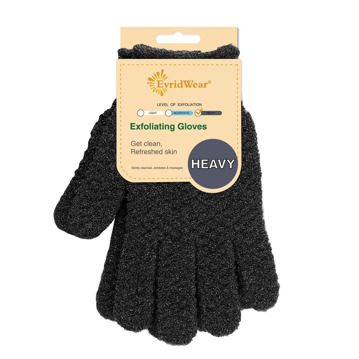  Evridwear ANICEMOON Exfoliating Bath Gloves Black 100% Nylon 1 Pair — product photo