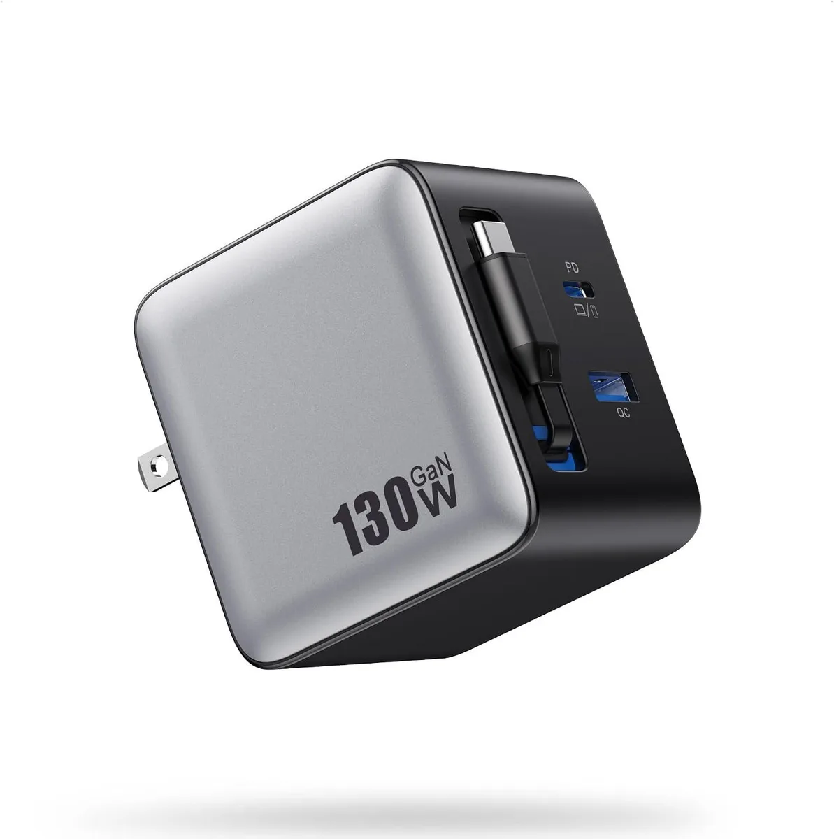 ONITOON ONITOON 130W USB-C Wall Charger with Retractable Cable 65W PD GaN-IV — product photo