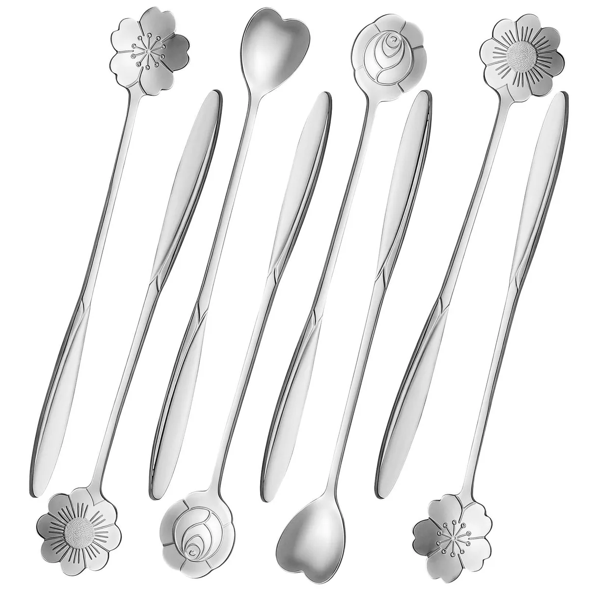  Dirvcp Coffee Teaspoon Set 8 Pk 7" Silver Stainless Steel — product photo