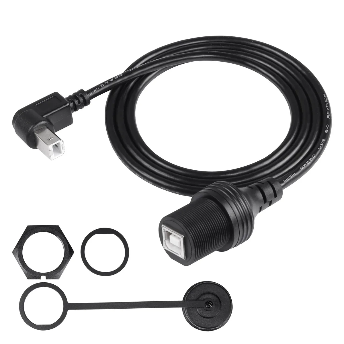 BUCIER BUCIER USB 2.0 Type-B 90° Waterproof Panel Mount Cable 1m — product photo