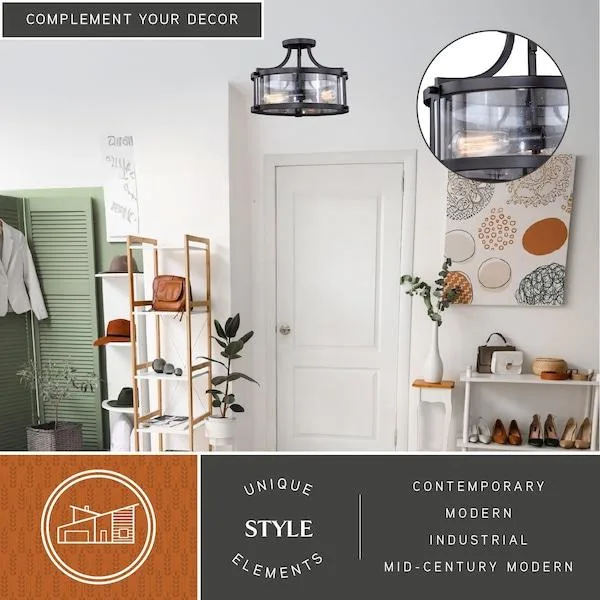 Vaxcel Vaxcel C0175 Holbrook 15.75-in Bronze Semi Flush Mount — product photo