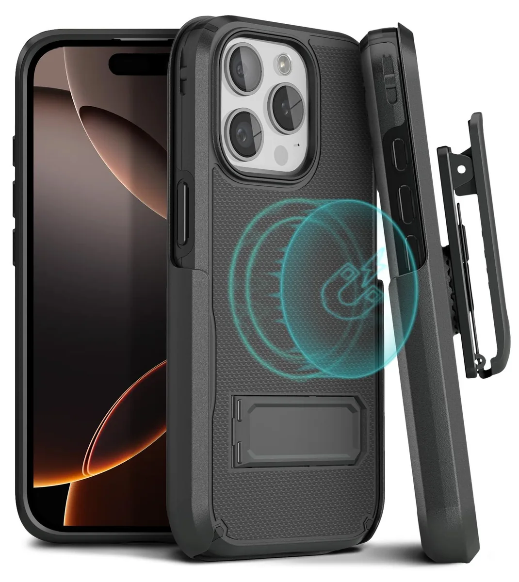  MOTIVE Case &amp; Holster for iPhone 16 Pro Max 6.9" Black — product photo