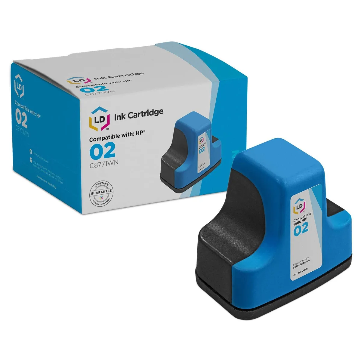 LD Products LD Products HP 02 Cyan Ink Cartridge C8771WN 400 Pages — product photo