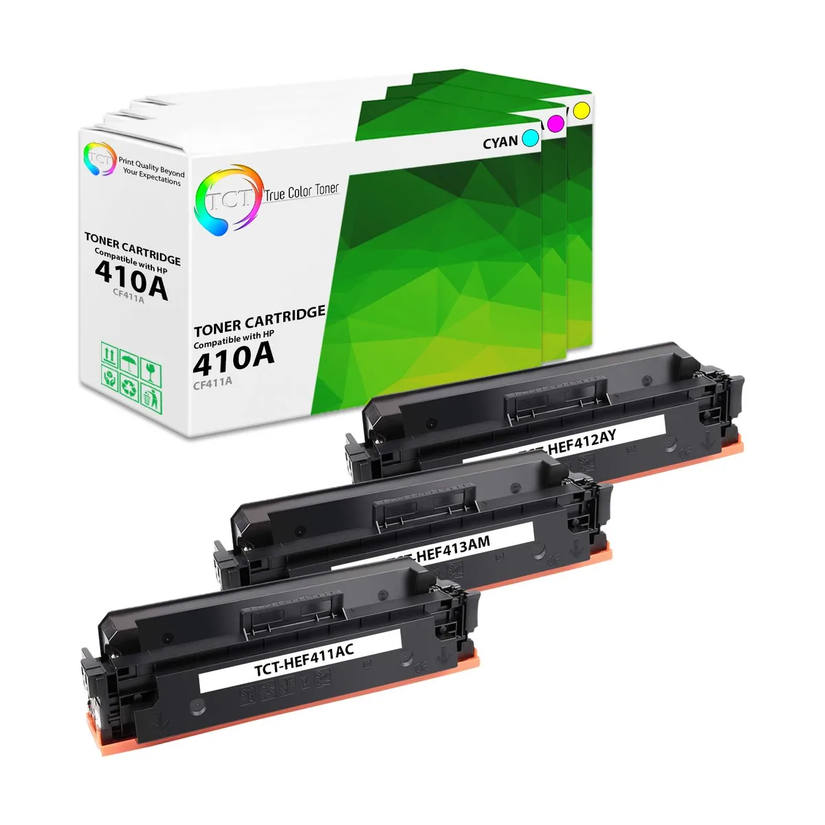 True Color Toner True Color Toner 410A 3-Pack (CF411A, CF412A, CF413A) toner cartridge — product photo