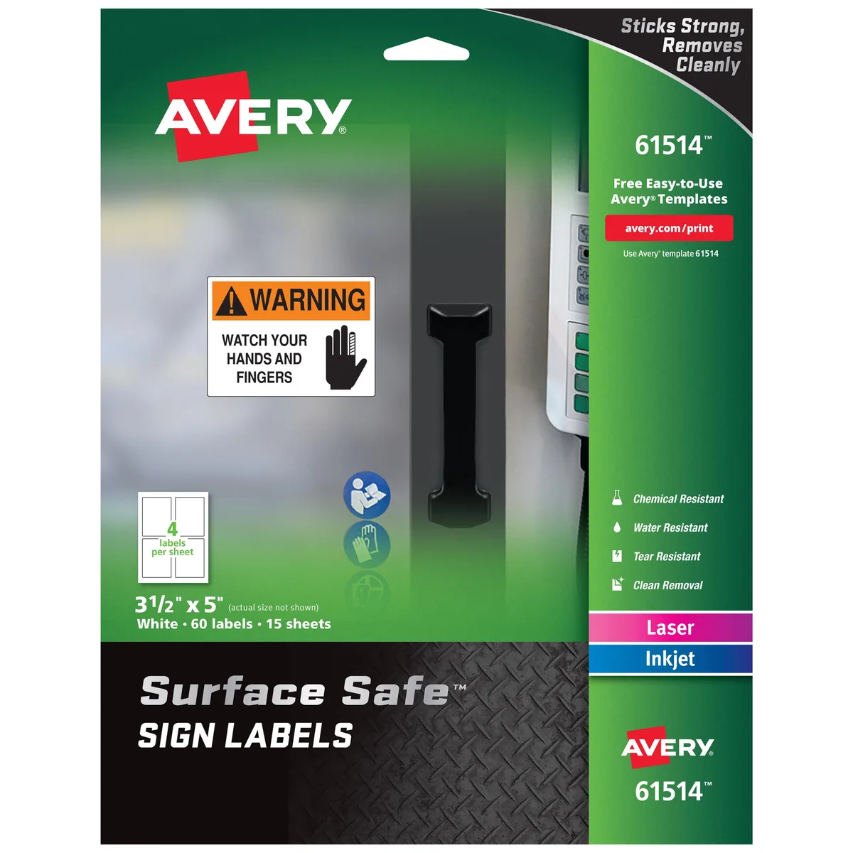 Avery Avery 61514 Surface Safe Sign Labels 3.50" x 5.00" Pack of 60 — product photo