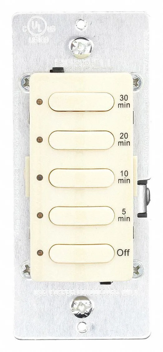 Ivory wall switch countdown timer with five preset buttons and manual override