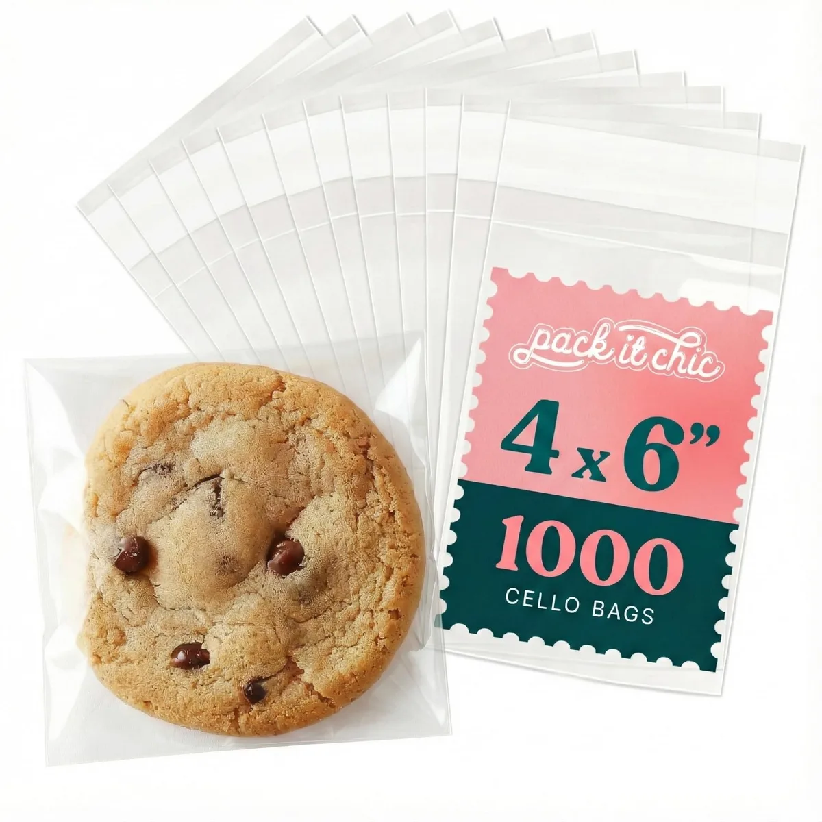 Pack of 1000 clear cellophane bags with resealable flap