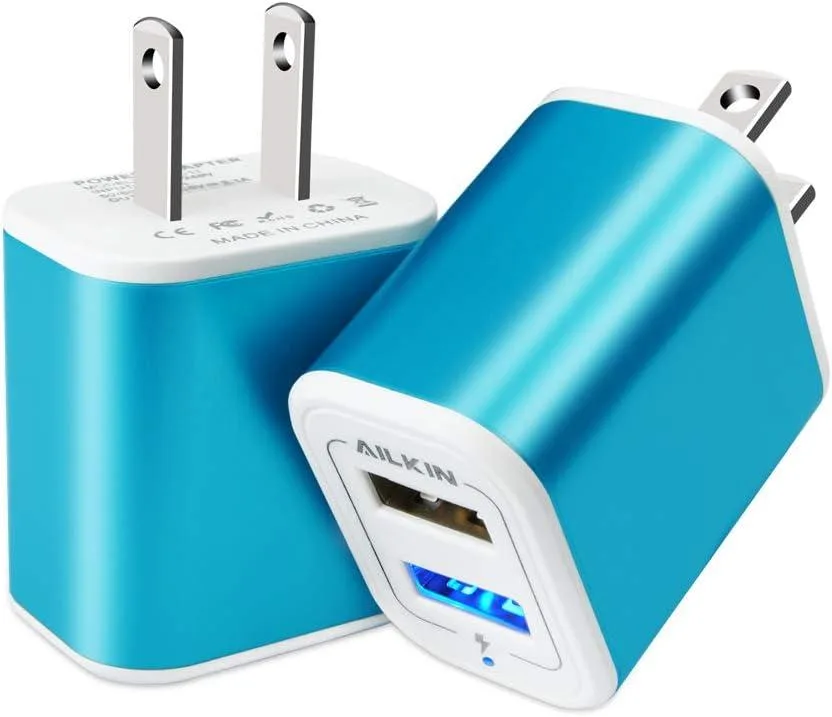 ONITOON ONITOON 2Pack 2.1A Dual Port USB Wall Charger Blue — product photo