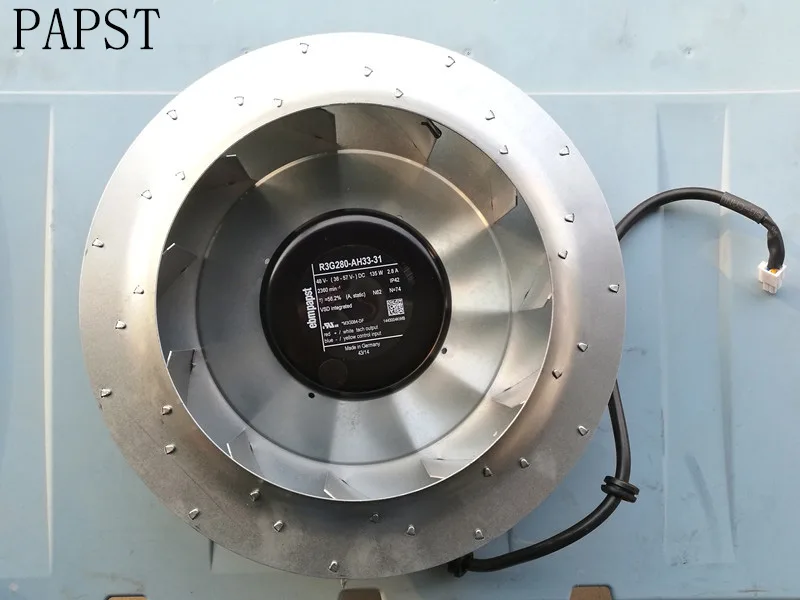 SXDOOL SXDOOL R3G280-AH33-31 280 mm centrifugal blower 48 V 135 W 2.8 A 2360 rpm — product photo