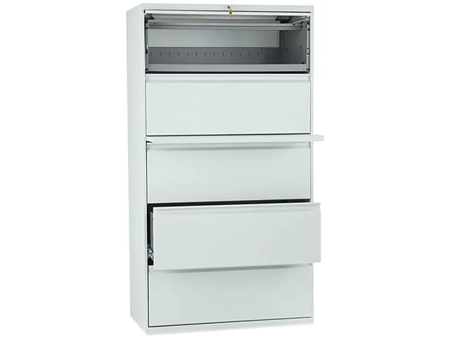 HON HON 885LQ 800 Series Five-Drawer Lateral File 36.00" W x 19.30" D Light Gray — product photo