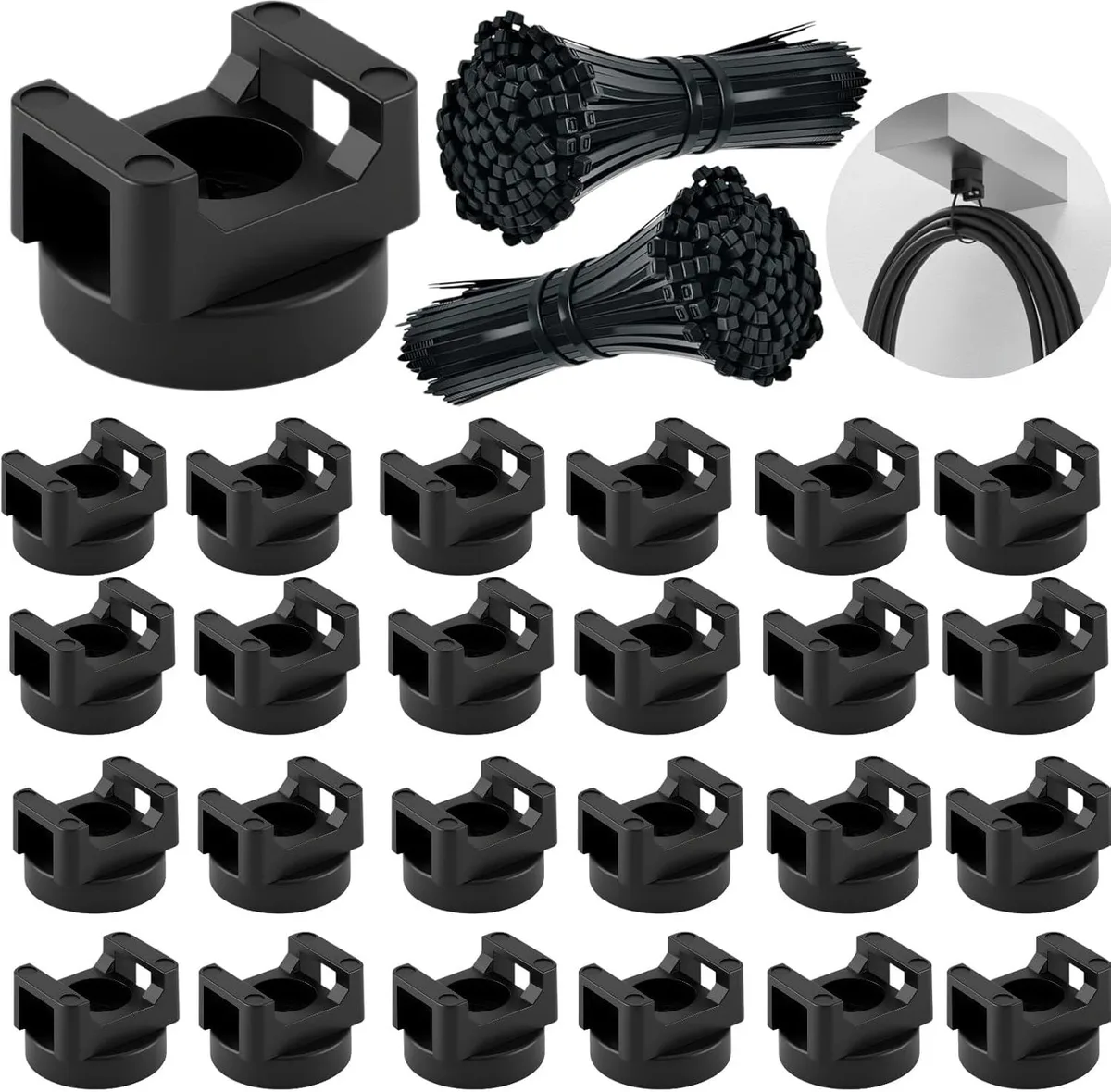 Ennovor Ennovor Magnetic Cable Ties Set 225 Pieces 25 Mounts 200 Ties 22mm — product photo