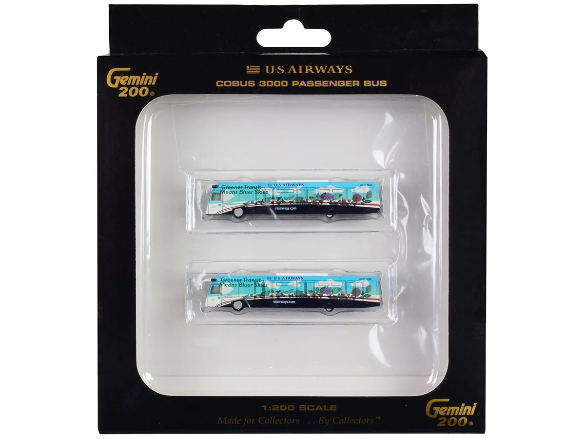 GeminiJets GeminiJets Cobus 3000 US Airways Shuttle 2-Pack 1/200 Diecast Bus — product photo