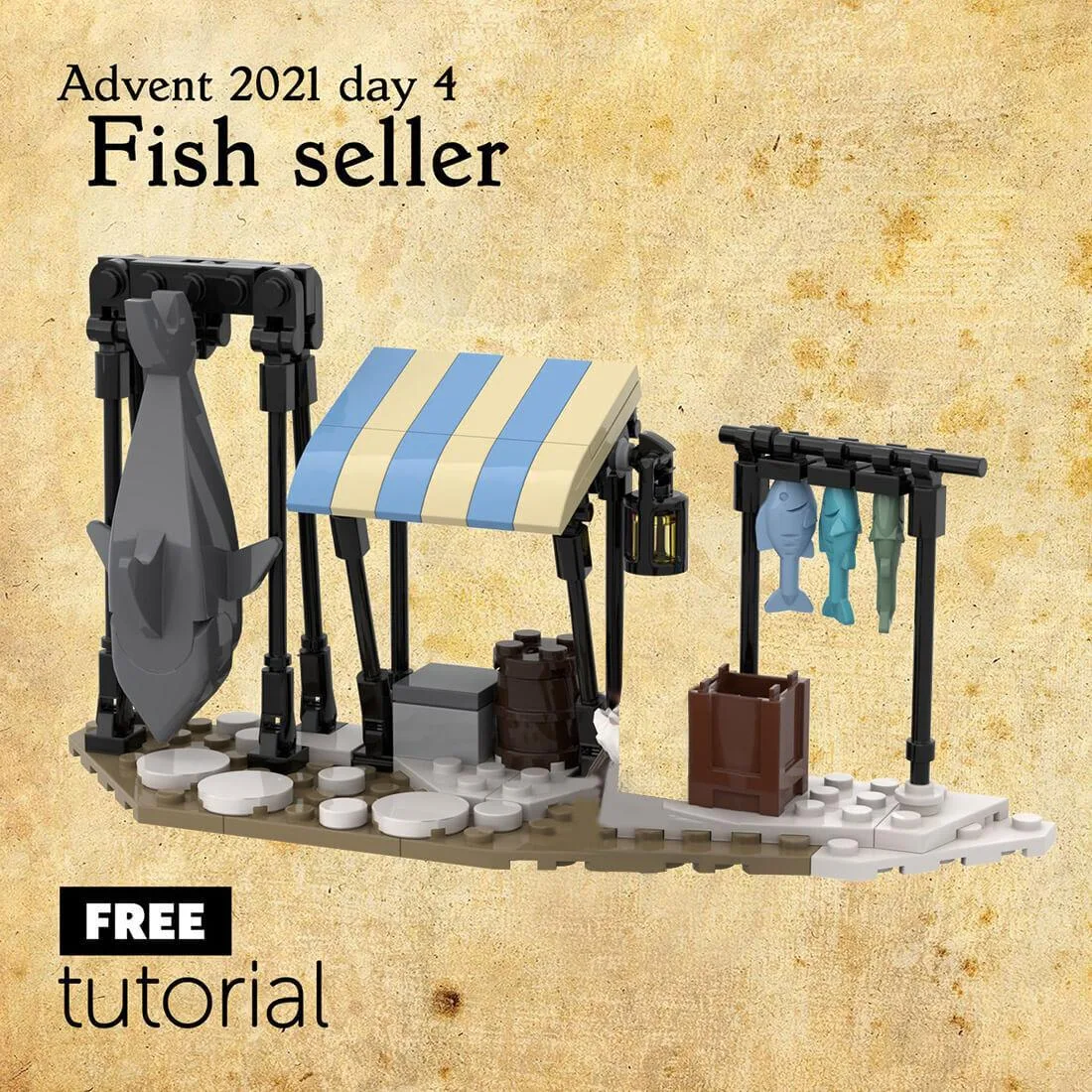 ZITIANYOUBUILD ZITIANYOUBUILD MOC-96254 Medieval Fish Seller 107 Parts Educational Building Set — product photo