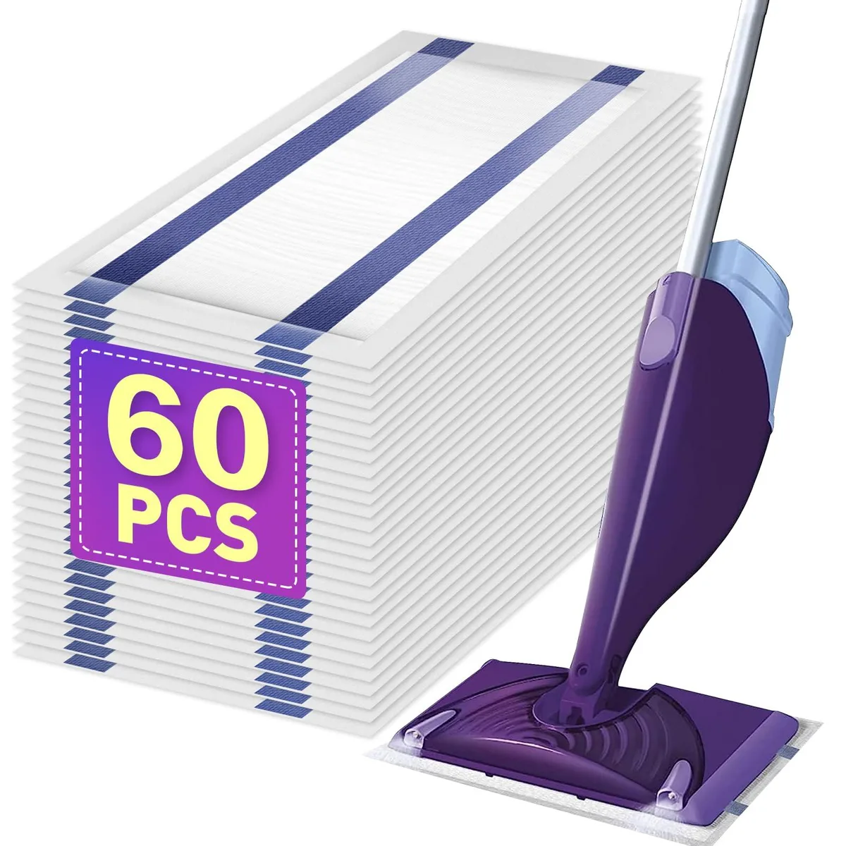 White rectangular mopping pad refills stacked in bulk packaging