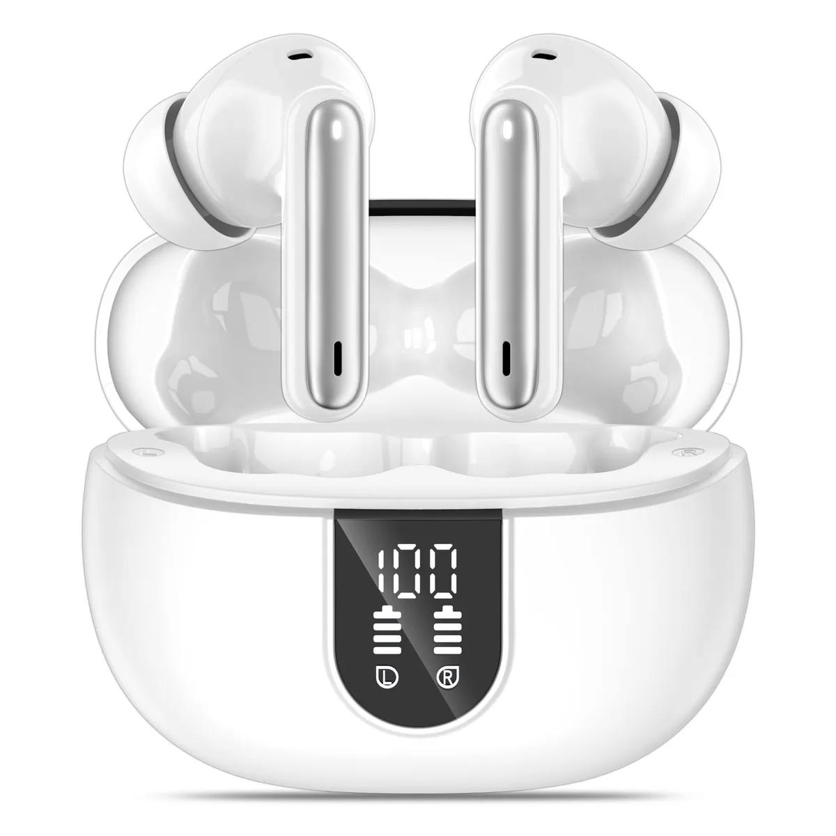  MoBadeety A60 Pro Wireless Earbuds White 13mm 40h IPX7 — product photo