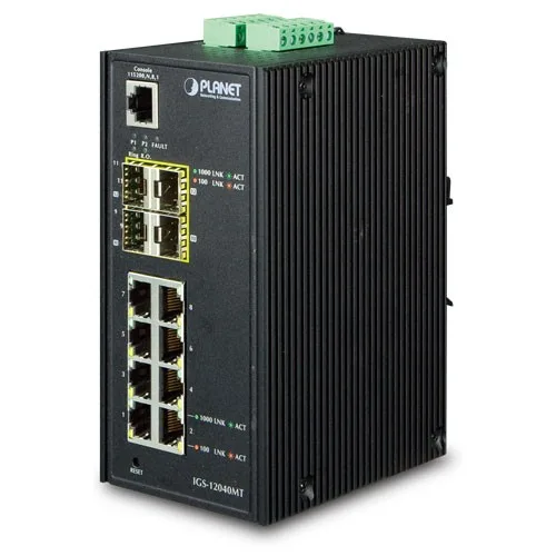 PLANET PLANET IGS-12040MT 8-Port 10/100/1000T + 4-Port 100/1000X SFP Managed network switch — product photo