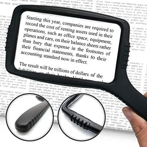 Blue rectangular magnifier with wide horizontal lens, shockproof housing, 2 pack