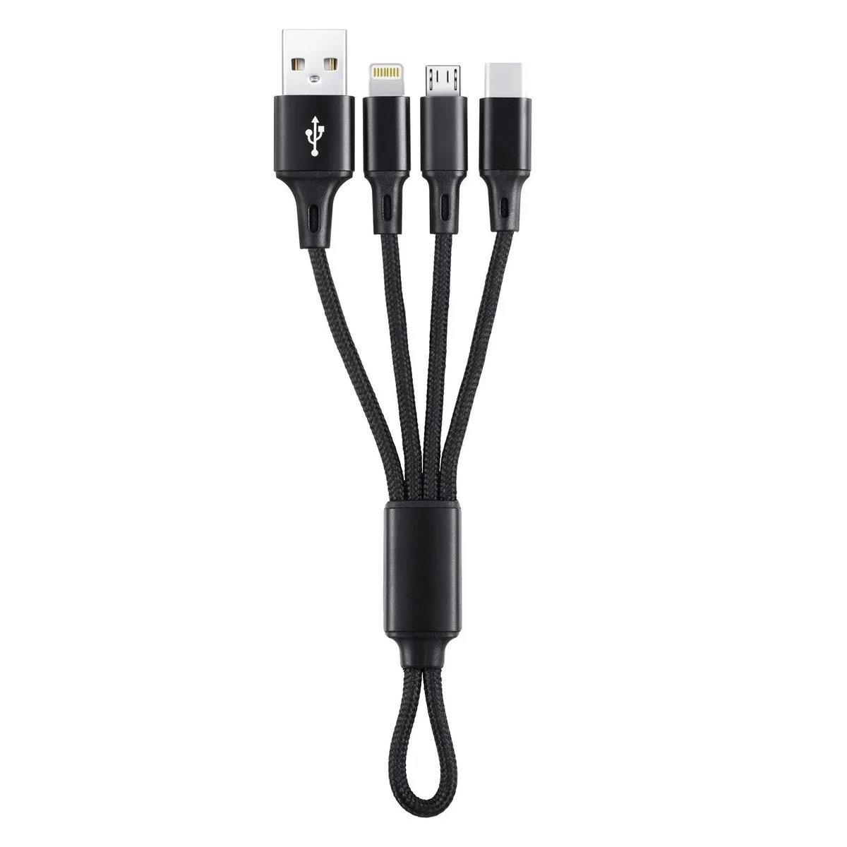 Miimall Miimall 3-in-1 MicroUSB USB-C Keychain Cable 2A (Black) — product photo