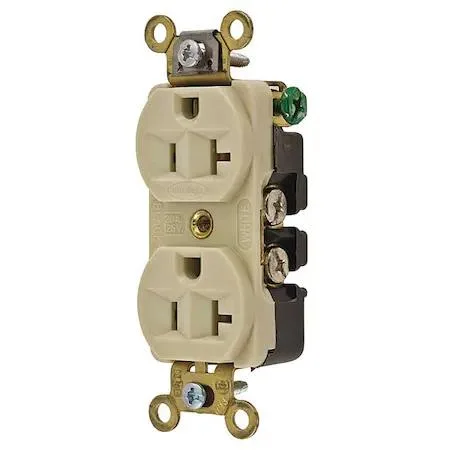 Hubbell Incorporated Hubbell Incorporated HBL5352I Duplex Receptacle 5-20R 20 A Ivory — product photo