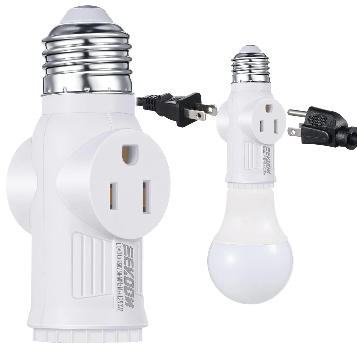 E26/E27 Light Socket to Plug Adapter 1250W White — product photo