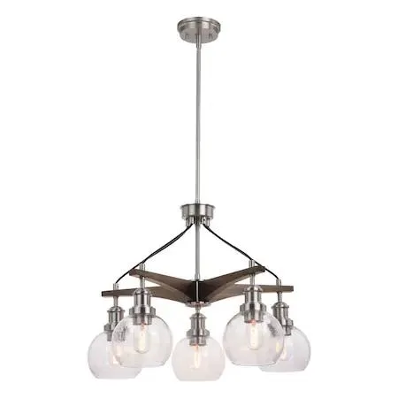 Vaxcel Vaxcel H0256 Avondale 25.5-in Nickel Wood 5 Light Chandelier — product photo