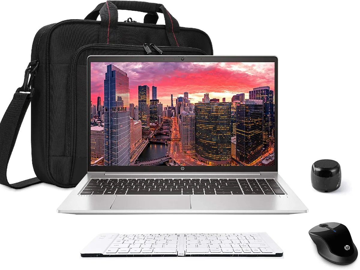 HP HP ProBook 450 G8 15.6in Touch laptop i5 2.4GHz 8GB 256GB Win 10 Pro Silver bundle — product photo