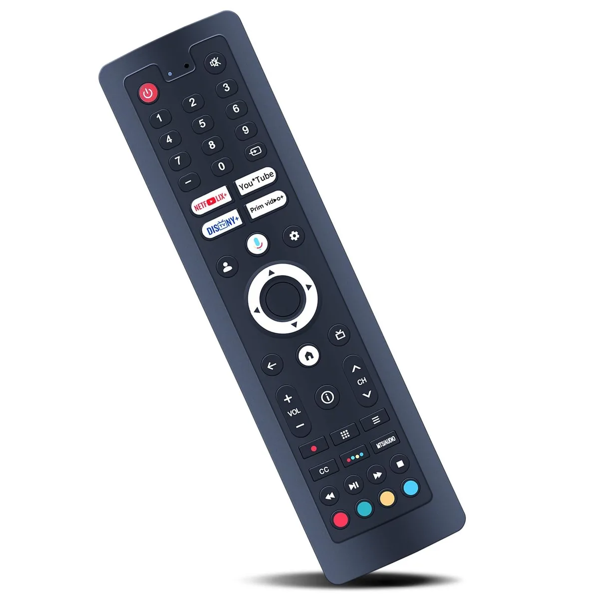 Black ABS plastic voice remote control with microphone button