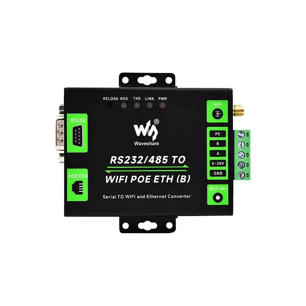 LORDWORLD LORDWORLD RS232/485 to WiFi PoE Ethernet Serial Server 6t Modbus MQTT Gateway Metal Case development board — product photo