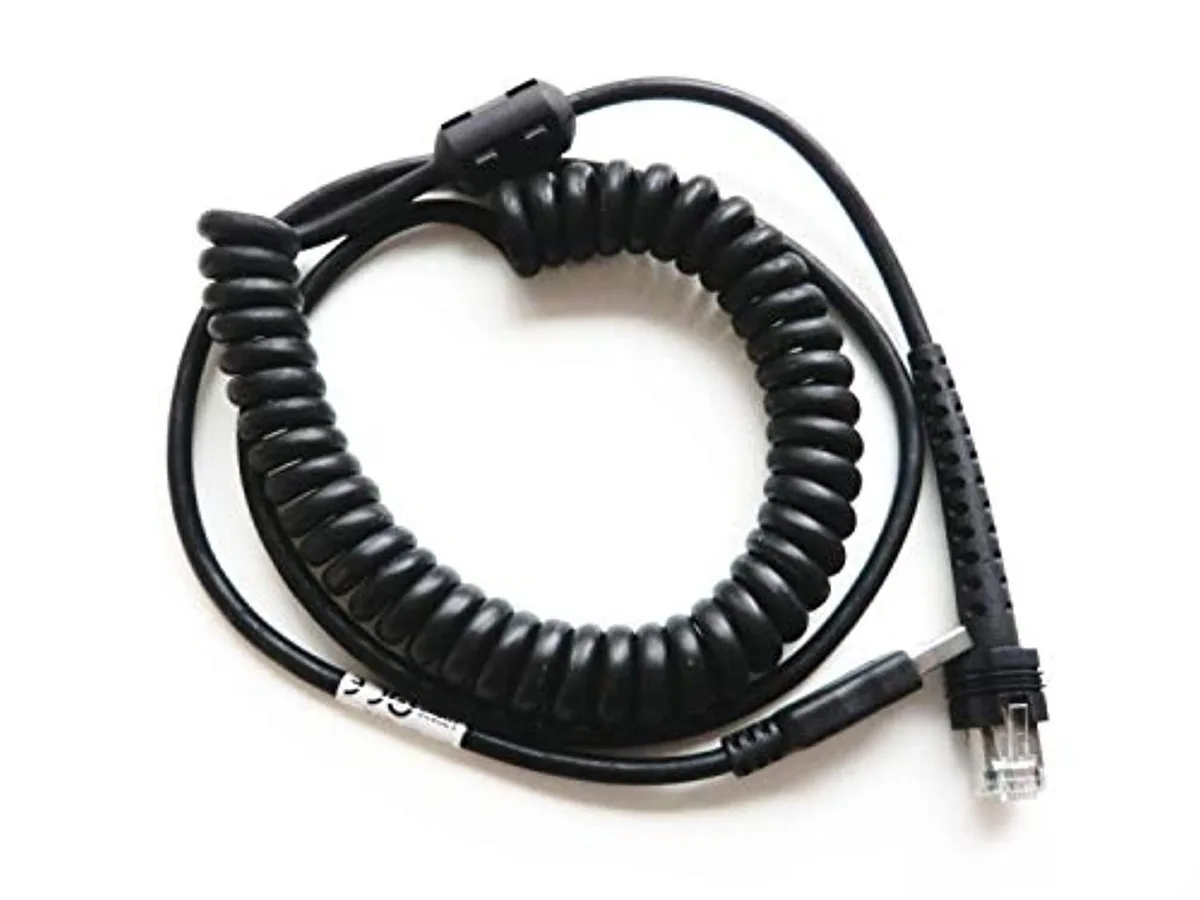 Coiled USB-A to USB-C cable in black, 2.4 m extended length