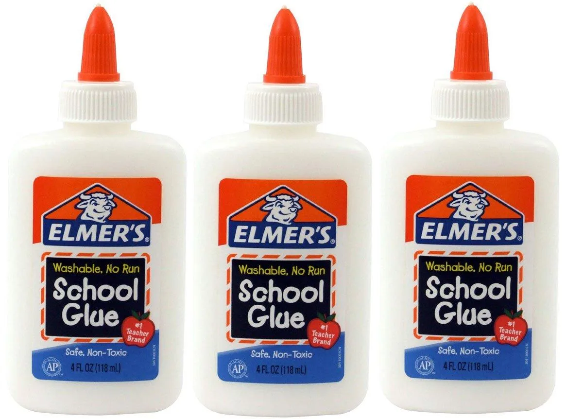 Three white 4 oz glue tubes in a pack