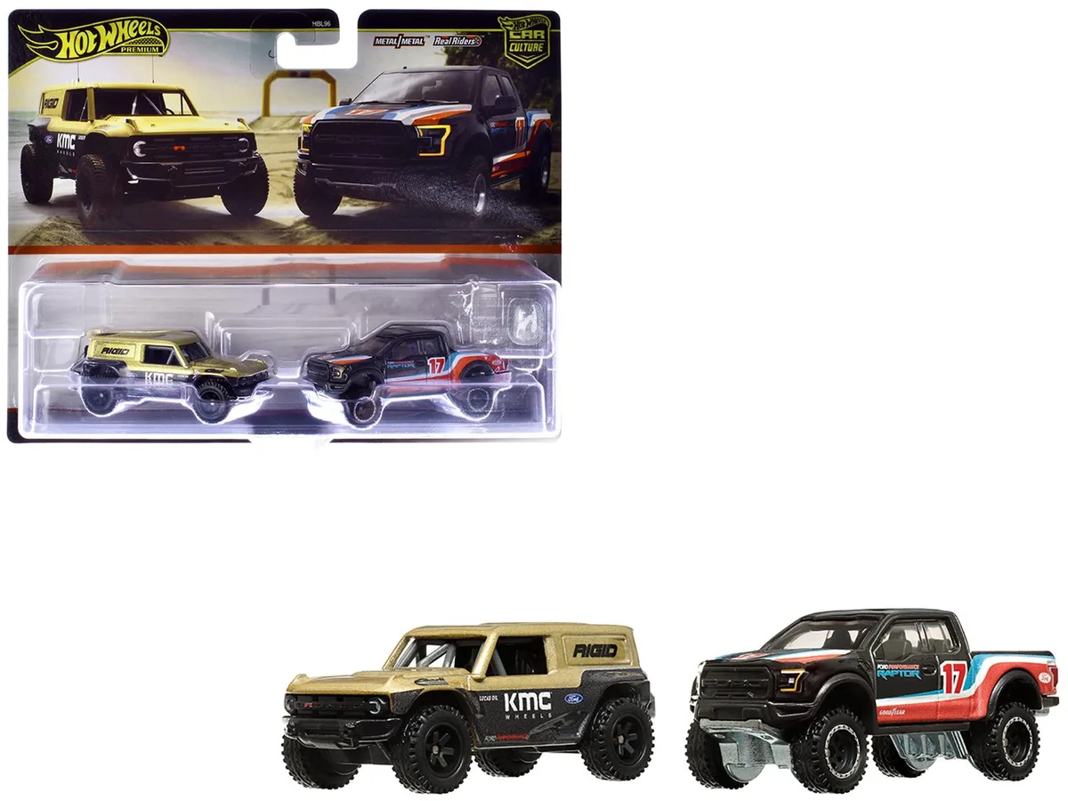 Hot Wheels Hot Wheels Ford Bronco R & 2017 F-150 Raptor #17 Car Culture 2-Pack hobby collectible — product photo