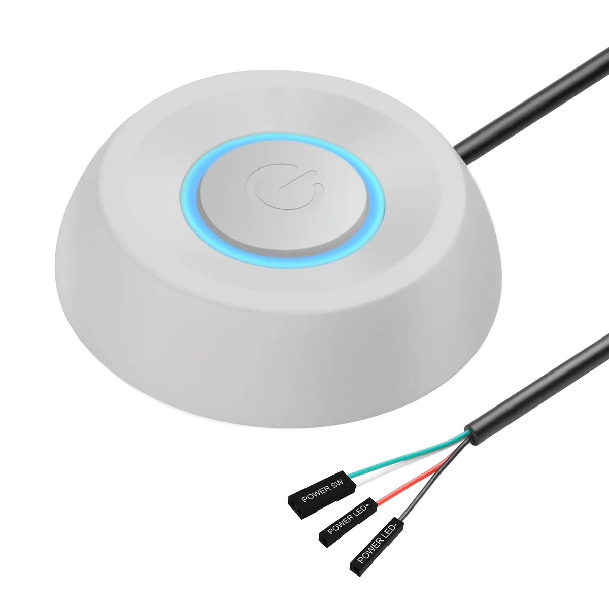 White rectangular push-button switch with 1.6 m cable and adhesive backing