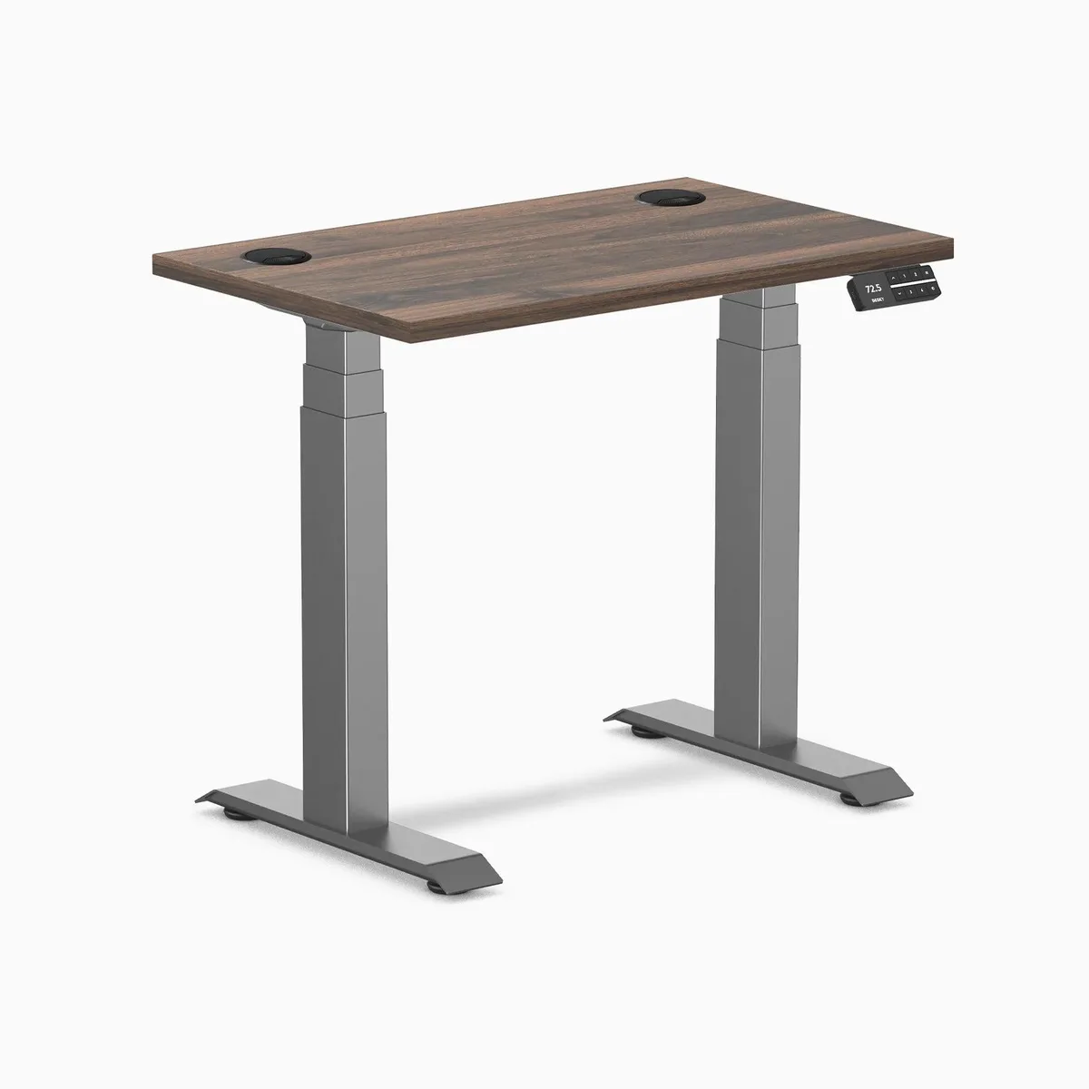 Desky Desky Dual Mini Sit Stand Desk Jarrah Legno 32 x 20 in Space Gray — product photo