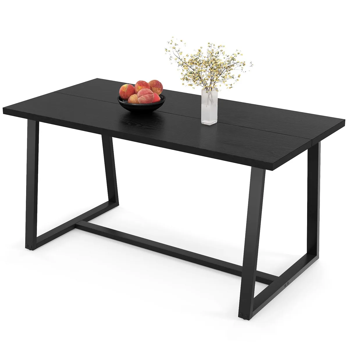 SlickBlue SlickBlue Large Dining Table 63" Coffee/Black MDF Metal Frame — product photo