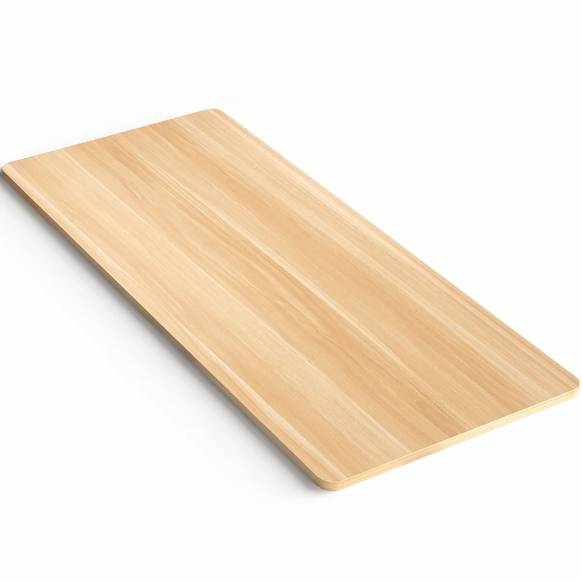 Light wood rectangular desk top, 71 by 30 inches, smooth one-piece surface