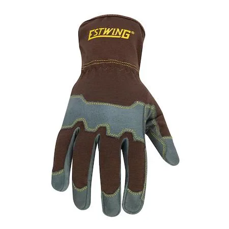 Estwing leather palm work glove with elastic wrist, reinforced knuckle patches, buffalo leather palm, polyester stretch back