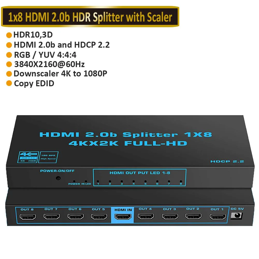 AUBEAMTO AUBEAMTO 1x8 HDMI Splitter 4K60Hz 8 Port Video Splitter — product photo