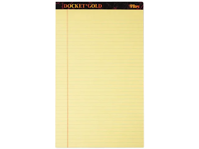 TOPS TOPS 63980 Docket Gold Legal Pad Canary 50-Sheet 11/32" Rule 20lb Dozen — product photo
