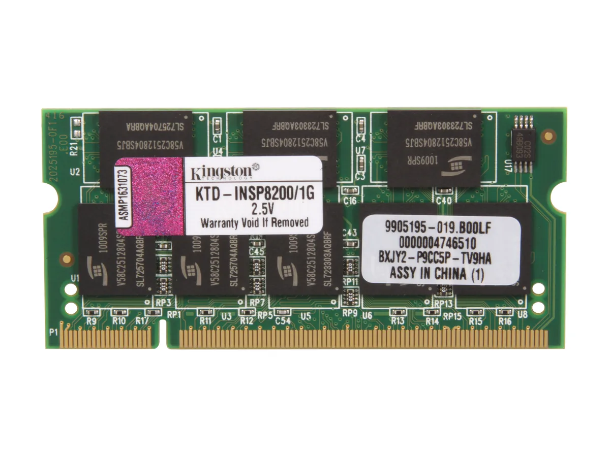Kingston Technology Corp. Kingston Technology Corp. KTD-INSP8200/1G 1GB 200-Pin DDR SO-DIMM 266 memory upgrade — product photo