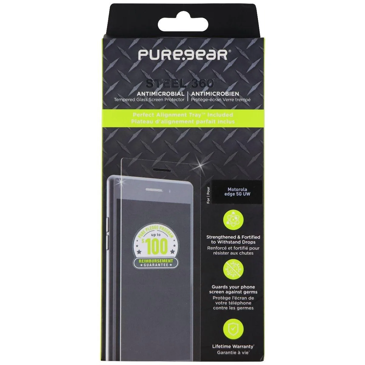 PureGear PureGear Steel 360 Tempered Glass Motorola Edge 5G UW 2021 Clear — product photo