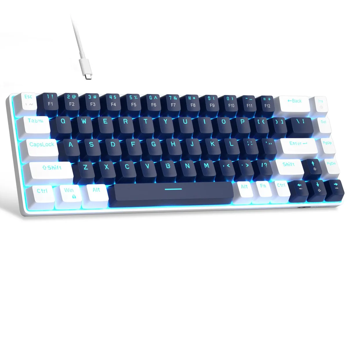  Redragon MK-Box 60% Mechanical Gaming Keyboard 68 Keys Blue Switch Blue/White — product photo