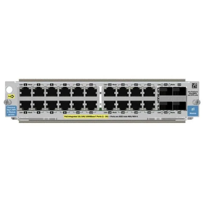 HPE HPE ProCurve J8705A 20-port 10/100/1000 PoE + 4-port Mini-GBIC Module — product photo