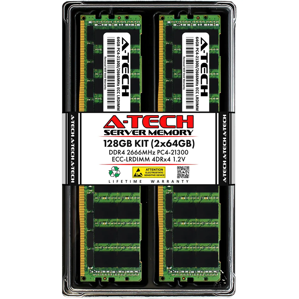 A-Tech A-Tech 128GB Kit (2x64GB) DDR4 2666 ECC LRDIMM memory upgrade — product photo