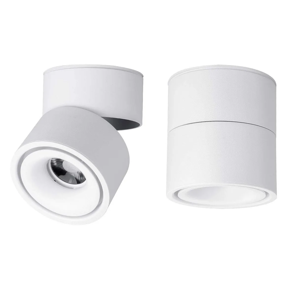 White rectangular aluminium spotlight, adjustable head, 100 by 100 mm